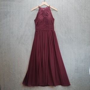 Bill Levkoff Burgundy Maxi Dress-Open Back-Prom/Formal/Wedding-6
